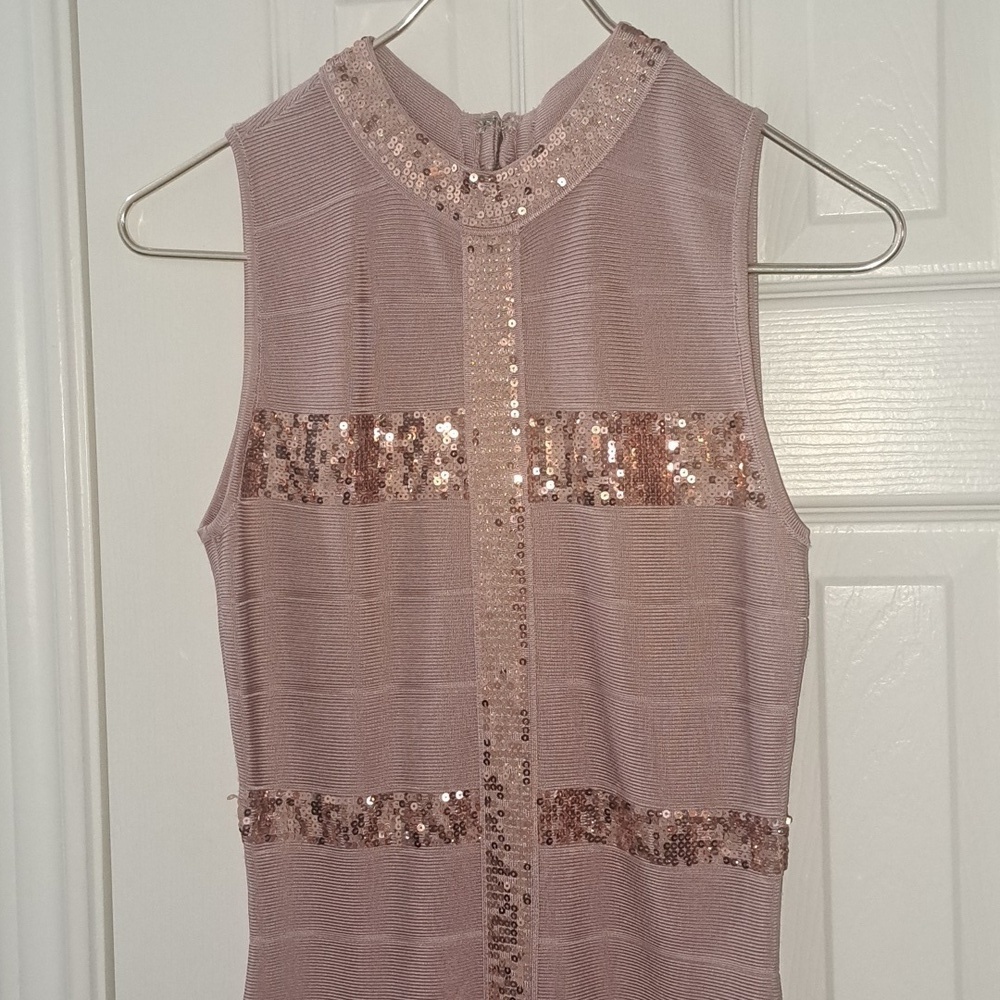 VENUS Bandage Blush Gold Sequin Dress XS - Picture 4 of 10